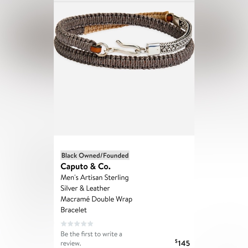 Men's Artisan Sterling Silver & LeatherMacramé Double Wrap Bracelet. #5